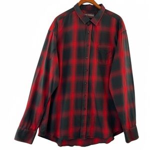 Rock & Roll Cowboy Men's Long Sleeve Red/Black Plaid Mens Shirt